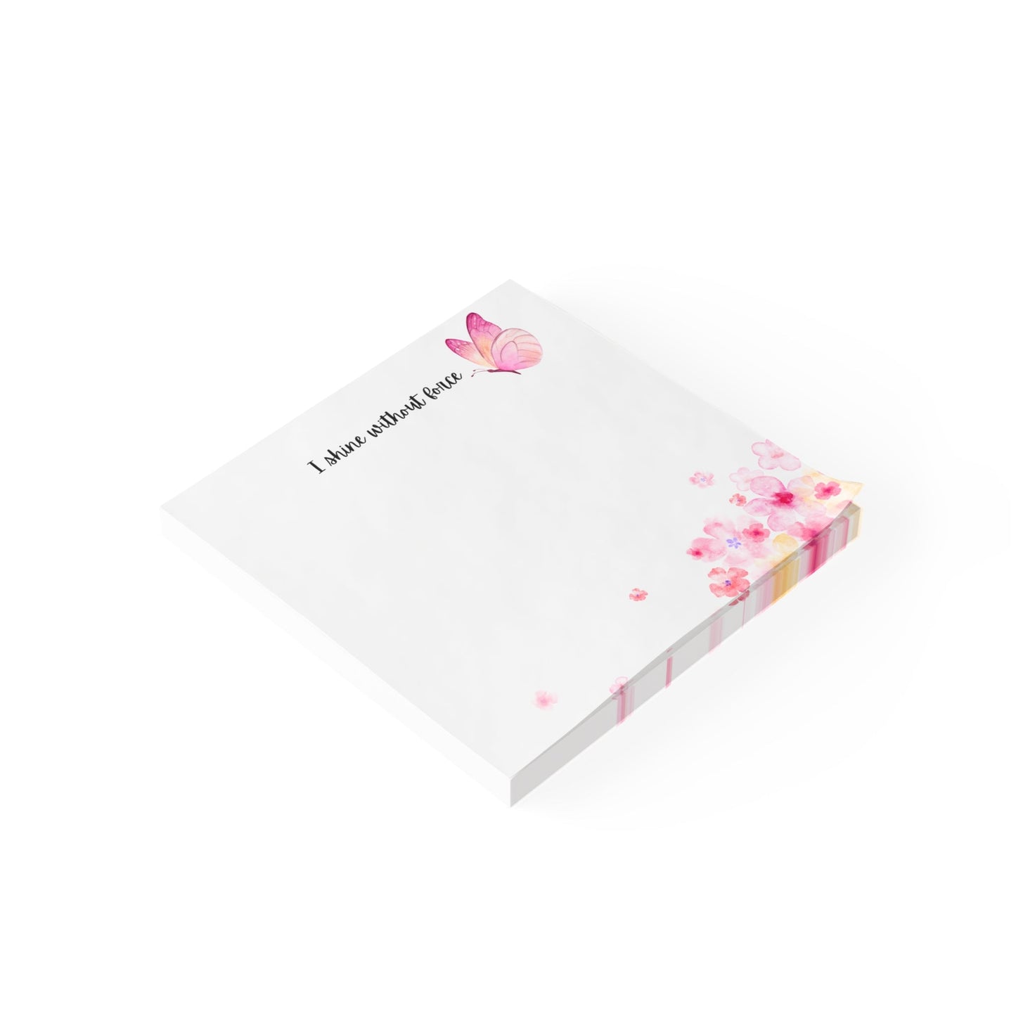 I Shine Without Force – Inspirational Sticky Notes | Butterfly Affirmation Note Pad | Faith-Based Desk Accessory Printify