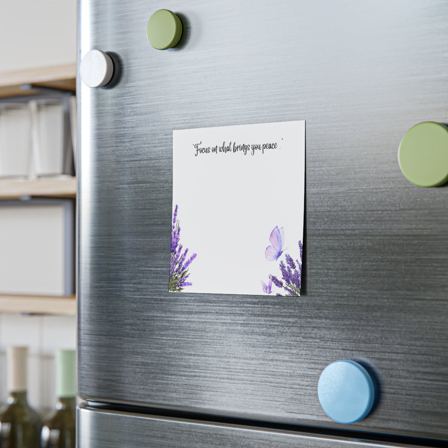 Focus on What Brings You Peace – Lavender Sticky Note Pad | Inspirational Notepad with Butterfly Design | Mindful Desk Accessory Printify