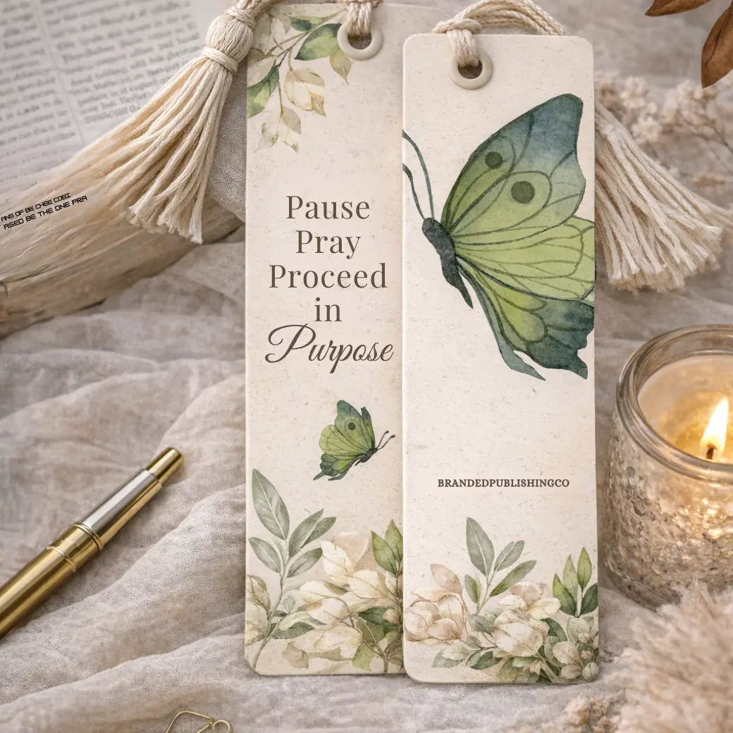 Pause. Pray. Proceed in Purpose | Inspirational Christian Bookmark Branded Publishing Co.